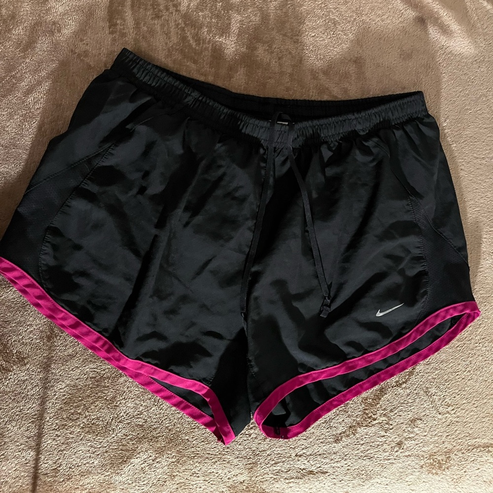 Nike Women's Black Shorts with Pink Trim